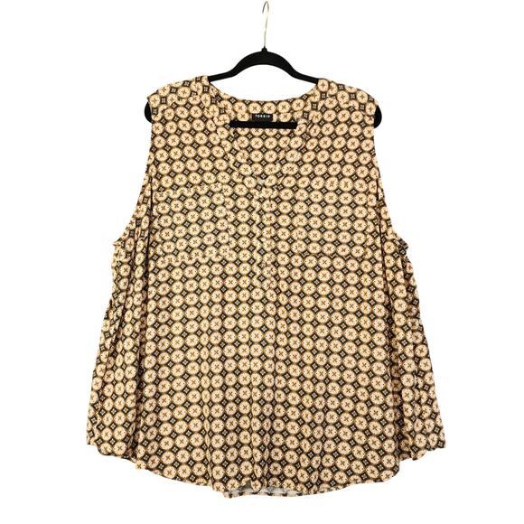 Torrid Womens Harper Linen Pullover Tank Plus Size 3X Mindy Motifs Split Neck - Picture 2 of 11